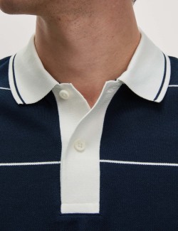 Pruhovaná piké polokošile z čisté bavlny