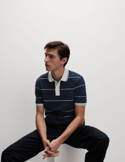 Pruhovaná piké polokošile z čisté bavlny