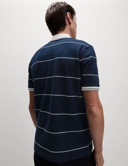 Pruhovaná piké polokošile z čisté bavlny