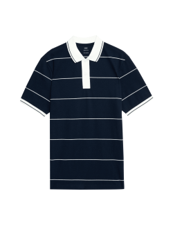 Pruhovaná piké polokošile z čisté bavlny