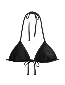 Řasený trojúhelníkový horní díl bikin se zavazováním za krk