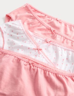 10 Pack Cotton with Stretch Pink Heart Knickers (2-14 Yrs)