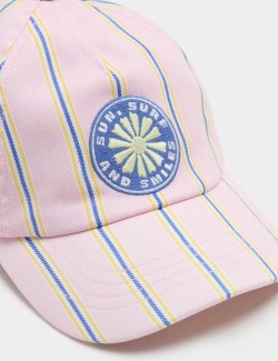 Kids' Pure Cotton Striped Badge Cap (3-13 Years)