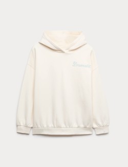 Mikina s kapucí s motivem dramatické růže a vysokým podílem bavlny (6–16 let)