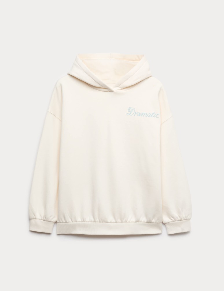 Mikina s kapucí s motivem dramatické růže a vysokým podílem bavlny (6–16 let)