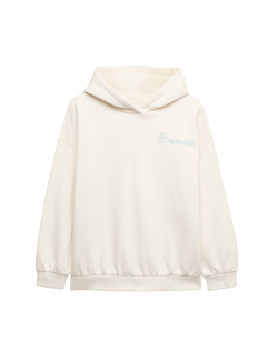 Mikina s kapucí s motivem dramatické růže a vysokým podílem bavlny (6–16 let)