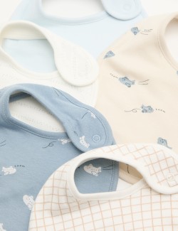 5 Pack Cotton Rich Plane Print Dribble Bibs