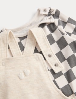 2 Piece Cotton Rich Checked Dungaree Outfit (7lbs-1 Yrs)