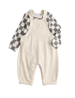2 Piece Cotton Rich Checked Dungaree Outfit (7lbs-1 Yrs)