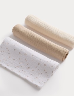 3 Pack Pure Cotton Muslins