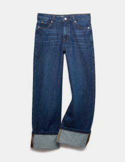 Denim Wide Leg Turn Up Jeans (6-16 Yrs)