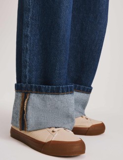 Denim Wide Leg Turn Up Jeans (6-16 Yrs)