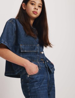 Denim Wide Leg Turn Up Jeans (6-16 Yrs)