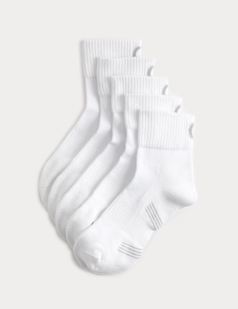 5 Pack Freshfeet Cushioned Cotton Rich Quarter Liner Sport Socks
