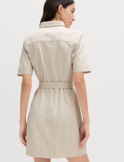 Džínové funkční mini šaty s knoflíky