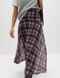 Checked Midi A-Line Skirt