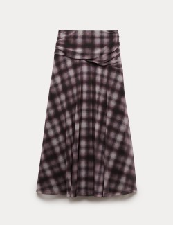 Checked Midi A-Line Skirt