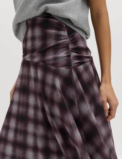 Checked Midi A-Line Skirt