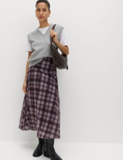 Checked Midi A-Line Skirt