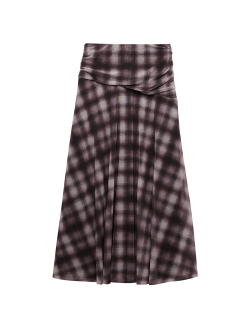 Checked Midi A-Line Skirt