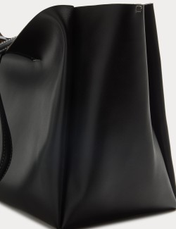 Faux Leather Structured Tote Bag