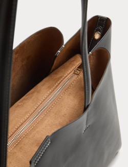 Faux Leather Structured Tote Bag