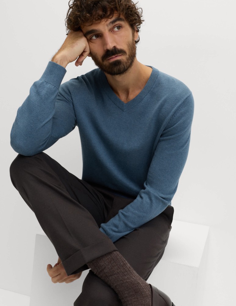 Pure Cotton V-Neck Jumper
