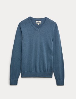 Pure Cotton V-Neck Jumper