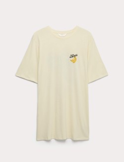 Cotton Modal Fruit Graphic Oversized T-Shirt