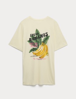 Cotton Modal Fruit Graphic Oversized T-Shirt