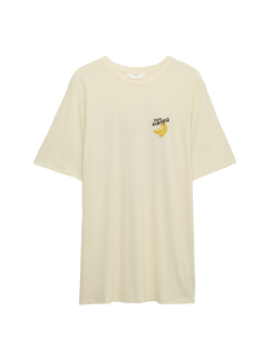 Cotton Modal Fruit Graphic Oversized T-Shirt