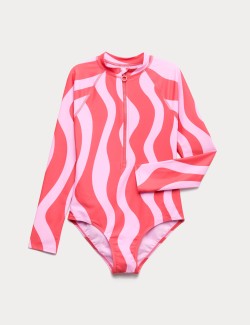 Wave Stripe Long Sleeve Swimsuit (6-16 Yrs)