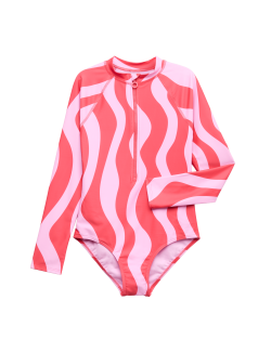Wave Stripe Long Sleeve Swimsuit (6-16 Yrs)