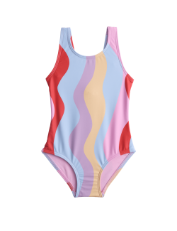 Wave Print Swimsuit (2-8 Years)