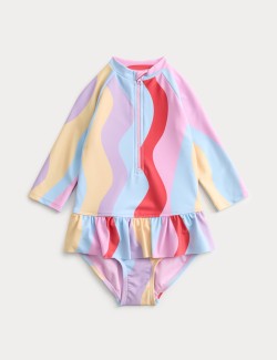 Wave Print Swimsuit (2-8 Years)