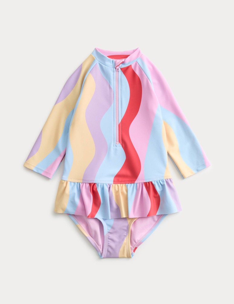 Wave Print Swimsuit (2-8 Years)