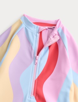 Wave Print Swimsuit (2-8 Years)