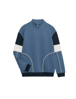 Mikina se zipem u krku, s barevnými plochami a vysokým podílem bavlny (2–16 let)