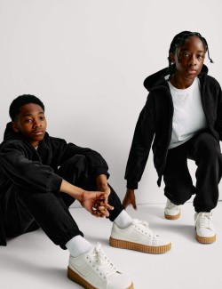 Jednobarevná mikina s kapucí a vysokým podílem bavlny (6–16 let)