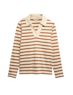 Pruhovaný top z čisté bavlny a výstřihem do V