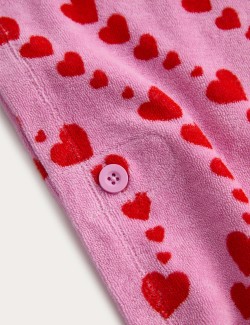 Pure Cotton Heart Printed Poncho (2-8 Years)