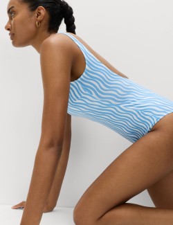 Plavky s oválným výstřihem a potiskem