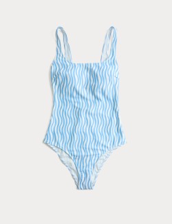 Plavky s oválným výstřihem a potiskem