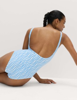 Plavky s oválným výstřihem a potiskem