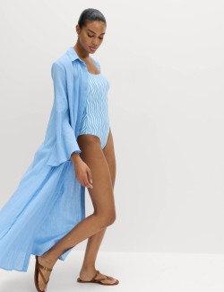 Plavky s oválným výstřihem a potiskem