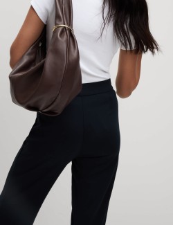 Žerzejové kalhoty s rovnými nohavicemi, se strečem