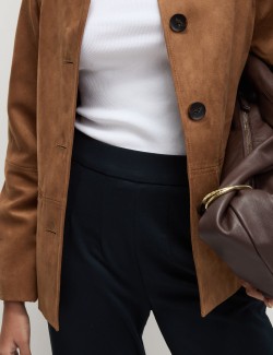 Žerzejové kalhoty s rovnými nohavicemi, se strečem