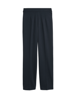 Žerzejové kalhoty s rovnými nohavicemi, se strečem