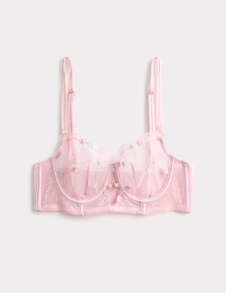 Leah Embroidery Wired Longline Balcony Bra (A-E)