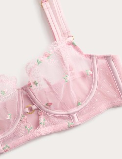 Leah Embroidery Wired Longline Balcony Bra (A-E)